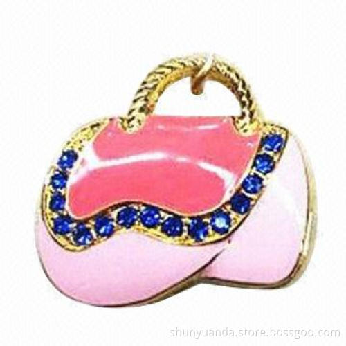 Jewelry Crystal USB Flash Drive, Purse-shaped Keychain, 256MB to 32GB Memory Capacity Range